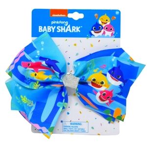 Baby Shark Pinkfong Nickelodeon Girls Glitter Bow Hairbow Kids Hair Accessory